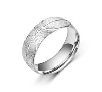 GleaMora Anello da basket placcato in oro 18 carati Anello in acciaio al titanio Personalizzato San Valentino Hip Hop Leggero Regalo di Compleanno di Lusso, 7, Silver