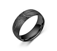 GleaMora Anello da basket placcato in oro 18 carati Anello in acciaio al titanio Personalizzato San Valentino Hip Hop Leggero Regalo di Compleanno di Lusso, 7, Black