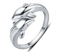 GleaMora Anello Regolabile In Argento Ins Stile Anello Carino Doppio Delfino Anello Minimalista Anello Vacanze Di Natale Donne Anniversario Gioielli
