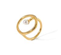 GleaMora Elegante Dolce Anello di Perle Vintage Anello placcato in oro 18 carati Natale Ins Stile Donne Regalo di Compleanno Gioielli Di Proposta Di Lusso Leggero
