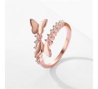 GleaMora Regolabile Oro Rosa Argento con Zircone Farfalla Anello Gioielli da Sposa Romantico Dolce Elegante Anello Regalo San Valentino