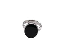 GleaMora S925 Argento Minimalista Vogue Nero Ovale A Forma Di Argento Regolabile Anello Gioielli Regalo Donne Leggero Anello Personalizzato Di Lusso