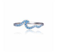 GleaMora Trumium Autentico Argento Sterling 925 Semplice Anello di Fidanzamento Da Sposa Geometrico Blu Onda Anelli Da Dito Per Le Donne Fine Jewelry, 6, Light Blue