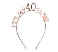 GLEAVI 1 Pezzo Fascia a Diadema Di Compleanno Per Le Donne Copricapo Del Partito Fascia Per Il 40° Compleanno Cerchio Per Per Feste Di Compleanno Fascia Numerica D'oro Lega