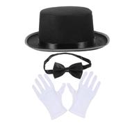 GLEAVI 1 Set Di Cappello Guanti Cappelli Per Uomo Con Cilindro Costume Da Detective Per Cosplay Cappello Da Mago Accessori Da Detective Accessorio Per Costume Cappello