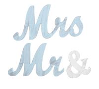 GLEAVI 1 Set di cartelli Mr e Mrs: Lettere in Legno Mr e Mrs per tavoli da Matrimonio, per Feste di Anniversario e Decorazioni di