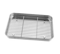 GLEAVI 1 Set Teglia da Forno Acciaio Inossidabile con Graticola per Raffreddare Teglia Antiadente per Biscotti e Snack per Barbecue e Feste
