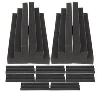 GLEAVI 12 Pezzi Trappole per Bassi Antifiamma in Schiuma Nera 75X75X30 CM Pannelli Acustici Trapezoidali Angolari per Isolamento Acustico Pareti Ktv Home Theater Studio Sala Prove