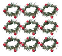 GLEAVI 15 pezzi di agrifoglio, bacche, tovaglioli, fibbie, aghi, ghirlande, pini, bacche rosse, anelli per candele, porta ghirlande per Natale, compleanno, matrimonio, festa del Ringraziamento,