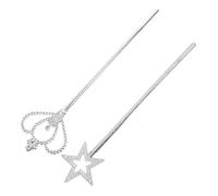 GLEAVI 2 Pezzi asta a stella placcata in argento per i Principessa Wand bacchetta della fata stella bastoncini d'angelo bacchetta d'argento AbS