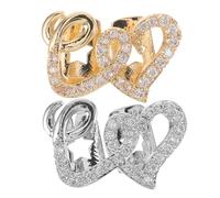 GLEAVI 2 Pezzi di Griglia per Denti in Metallo: Design a Doppio Cuore, Accessori per Denti Hip Hop per Uomini E Donne - Griglie per Bocca in Rame, Cappellino Decorativo, Gioielli per Feste