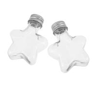 GLEAVI 2pezzi Bottiglia Forma di Stella Trasparente in Plastica con Tappo Vite in Alluminio Barattolo dei Desideri per Lavoretti Fai da Te Decorazioni Riempibili per Albero di Natale e An