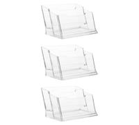 GLEAVI 3 Pezzi Porta Biglietti da Visita Trasparente in Plastica | Espositore Stabile, Bordi Lisci, Presa Rapida delle Tessere, per Hotel e Banco Accoglienza