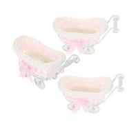 GLEAVI 3pezzi Regalo in Rattan Caramelle Passeggino Per Feste Cestino Per Bomboniere Per Shower Cestino Per Servire Caramelle Decorazioni Per Shower