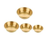GLEAVI 4 pezzi Ciotoline per Salse in Acciaio Inossidabile Dorate Piatti per Spezie e Dipping Resistenti e Sicuri per Cucina Barbecue Picnic e Feste Design e Facile da Dimensioni Miste