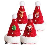 GLEAVI 4 Pezzi Forcina per cappello di Natale molletta per natalizia cappelli Clip Tasche per fermagli per per le vacanze per ragazze stoffa