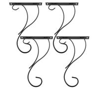 GLEAVI 4 Pezzi Gancio per Vaso Sospeso da Balcone in Ferro Nero, Robusto | Giardino e Esterno, Sostegno Stabile e Salvaspazio, Stile Rustico Classico Minimalista