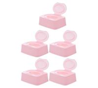 GLEAVI 5 Pezzi Porta Salviette con Coperchio a Ribalta, Design Antipolvere in Plastica Pp, Custodia Ricaricabile per Salviette Umidificate per Casa e Viaggio, Colore Rosa