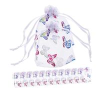 GLEAVI 50pezzi Sacchetti in Rete Sacchetti Regalo per Caramelle Motivo Farfalla e Coulisse per Compleanno Matrimonio Natale Capodanno Dolcetto Sapone Cosmetico Accessorio Gioiello
