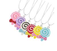 GLEAVI 6 Pezzi Collana per Bambine Pendente a Forma di Lecca Lecca in Resina e Lega, Decorazione Festa Facile da Abbinare per Festival e Vacanze Colore Colore Casuale Stili multipli