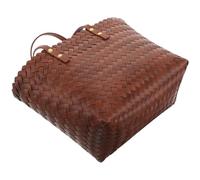 GLEAVI Borsa Tote Intrecciata a Mano da Donna in PVC con Manico in Pelle Marrone Borsa Hobo Leggera e Resistente per Spiaggia e Uso Quotidiano Design Spazioso e Minimalista per Viaggi