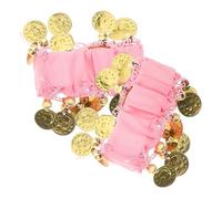 GLEAVI Braccialetti da polso e caviglia in chiffon con paillettes per danza del ventre, set 2 pezzi per costumi da zingara e accessori Halloween, comodi per performance e uso prolungato