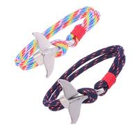 GLEAVI Braccialetto a Coda di Balena in Corda Paracord Resistente, Set da 2 Pezzi Unisex, Stile Nautico Casual da Polso per Uomo e Donna, Accessorio Versatile per Uso Quotidiano e Regalo