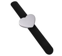 GLEAVI Braccialetto Schiaffo in Silicone Nero a Forma di Cuore, Cinturino da Polso Porta Aghi per Cucito, Decorazione per Saloni e Regalo e Amici