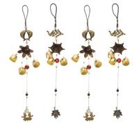 GLEAVI Campanelli Vento Feng Shui 4 Pezzi in Ferro Forme Pesce e Pavone Vintage Resistenti per Decorazione Giardino e Celebrazioni Portafortuna e Regalo Significativo