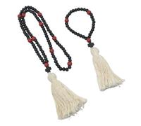 GLEAVI Collana con Croce Cristiana in Legno 2 Pezzi, Rosario con Ciondolo a Croce per Auto e Perline Religiose, Decorazione Sacra per Battesimo, Preghiera e Gioielli Natalizi