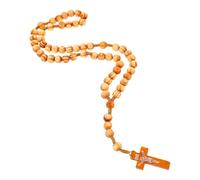 GLEAVI Collana Croce di Perline in Legno Naturale 10mm, Rosario Elegante da Uomo e Donna, Accessorio Moda Versatile per Feste, Ufficio e Uso Quotidiano