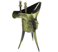 GLEAVI Coppa da Vino Antica Cinese in Bronzo Verde, Tazza da Liquore Retrò a Tre Piedi, Base Stabile e Bordi Arrotondati, Accessorio Decorativo per Ristorazione e Sala da Pranzo, Altezza