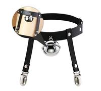 GLEAVI Giarrettiera Elastica in Pelle Punk Anello per Gamba, Fascia Decorativa Gotica Campanelli, Accessorio Femminile per Look Alternativo e Abbigliamento Punk, Taglia Unica