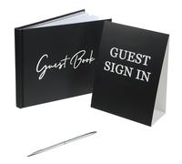 GLEAVI Libro degli Ospiti Funerale, Libro dei Ricordi, Carta, Nero, Portatile, Semplice ed Elegante, per Commemorazione e Firma Ospiti