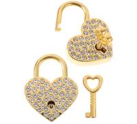 GLEAVI Lucchetto a Forma di Cuore in Lega con Pietre Decorative Piccolo Lucchetto con Chiave per Portagioie e Diario Decorativo per Coppie e Luoghi Panoramici