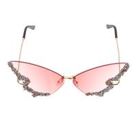 GLEAVI Occhiali da Sole Donna senza Montatura Pietre Decorative a Farfalla, Occhiali da Sole alla Moda per Feste in Spiaggia e Discoteca, Design Vintage Grande Telaio