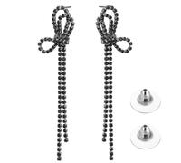 GLEAVI Orecchini Lunghi Neri Fiocco e Nappe Pendenti in Strass Leggeri da Donna per Feste Matrimoni e Occasioni Formali Gioielli Scintillanti Eleganti da Regalo