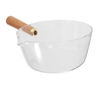 GLEAVI Pentola in Vetro Facile da Impugnare Manico in Legno Piccola per Latte e Noodle per Colazione e Cucina Domestica