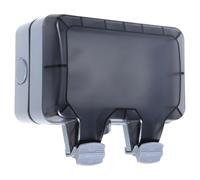 GLEAVI Presa a Muro Professionale Doppia con Interruttore, Resistente alle Intemperie in Pvc Anti-invecchiamento per Esterni, Scatola di Derivazione a Parete con Doppio Slot e Coperchio