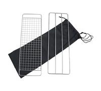 GLEAVI Set 3 Pezzi Griglia Barbecue in Acciaio Inossidabile Nero per Pesce e Alette di Pollo, Rete Anti Caduta Alimenti, Accessorio Sicuro per Grigliate All'aperto