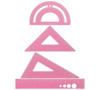 GLEAVI Set 4 Pezzi Strumenti di Disegno Goniometro e Righello Triangolare in Metallo, Accessori per Misurazione Matematica e Forniture per Scuola e Ufficio, Kit Portatile per Studenti