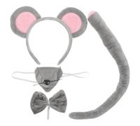 GLEAVI Set di 8 costumi da topo: fasce e code grigie per giochi per bambini | La struttura in morbido tessuto grigio offre una vestibilità comoda per i bambini durante le esibizioni teatrali scolastiche