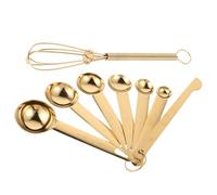 GLEAVI Set di 8 cucchiai dosatori in acciaio inox, frusta per uova, righello, cucchiaio da tavola, cucchiaino da tè, utensili da cucina per la cottura al forno e la misurazione della cottura.