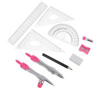 GLEAVI Set di Strumenti Matematici 10 Pezzi Compasso da Disegno, Goniometro la Scuola e Righello Piccolo in Plastica Robusta, Kit Compatto Portatile per Studenti Uso Scolastico