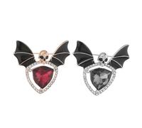 GLEAVI Spilla da Bavero Punk Teschio e Pipistrello, Spilla in Lega Cristalli Rossi e Trasparenti, Accessorio Halloween Unisex per Feste e Abbigliamento Quotidiano