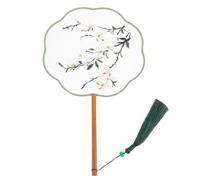 GLEAVI Ventaglio Doppio Ricamato in Seta Vera, Forma Rotonda a Otto Petali, Accessorio DIY Elegante e Decorazione la Stanza in Stile Classico Cinese