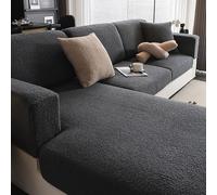 Gleedipre Copridivano elastico Copridivano corto in peluche Coperchio protettivo Involucro elastico ispessito Quattro stagioni universale Coperchio protettivo per lo schienale(Nero,65-95 cm x 65-95 cm