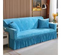 Gleedipre Copridivano elastico Ispessimento Velluto cristallo Jacquard Copridivano con bordo a gonna Copridivano protettivo Disponibile in tutte le stagioni(Blu,2 posti (145-185 cm))