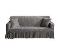 Copridivano Elastico Ispessimento Velluto Cristallo Jacquard Copridivano con Bordo a Gonna Copridivano Protettivo Disponibile in Tutte Le Stagioni (Colore : Grigio Chiaro, Misurare : 4 posti (235-30