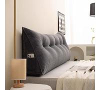 Gleedipre Triangolo Cuscino da letto Velluto a coste Schienale imbottito Sfoderabile Singolo e doppio Semplice francese Cuscino (Grigio scuro,50 x 50 x 20 cm)